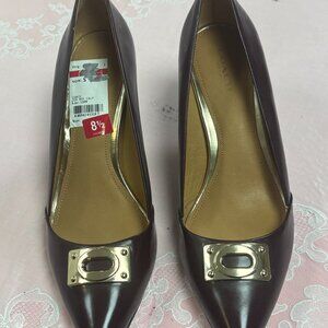 NEW-Coach-ZIA-Women Burgundy Leather heel Dress shoes.Sz-8.5B.China.A6966
